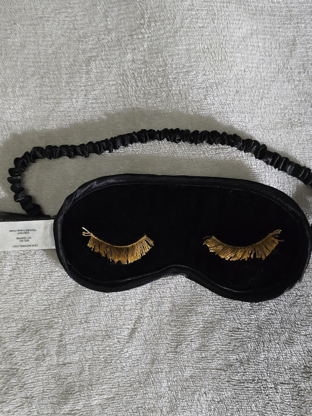 H&M Black Velvet Sleep Mask with Gold Tassel Eyelash Detail